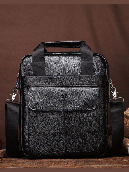 Hummer Business Commute Genuine Leather Men's Business Messenger Bag - ANIBEY