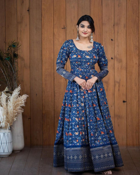 Stylish Fancy Trendy Printed Georgette Gown For Women For Party Wedding Festival Functions - ANIBEY