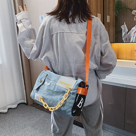 Denim Women's One-shoulder Yoga Sports Bag - ANIBEY