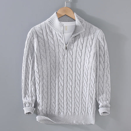 Men's Thickened Half-Zipper Loose Sweater - ANIBEY