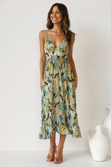 New Women's Printed Ruffle Sleeveless Dress - ANIBEY