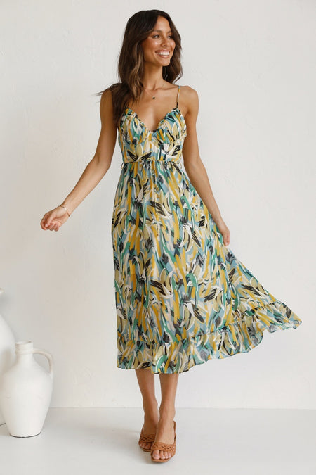 New Women's Printed Ruffle Sleeveless Dress - ANIBEY