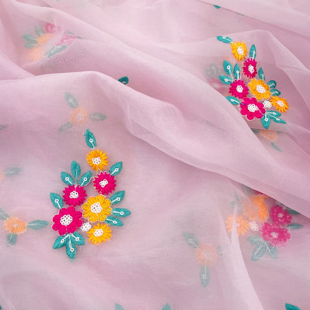 Women's Bollywood Style Zimmy Choo Organza Fabric Saree on Beautiful Multi Thread & Embroidery Sequence Fancy Border Cut Work - ANIBEY