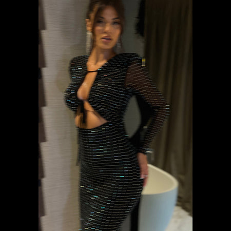 European And American Style Colorful Sequins Dress Sexy Cutout Strap - ANIBEY