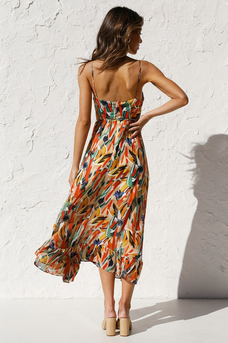 New Women's Printed Ruffle Sleeveless Dress - ANIBEY