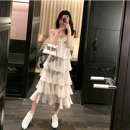 Women's Small Cake Long Suspender Dress - ANIBEY