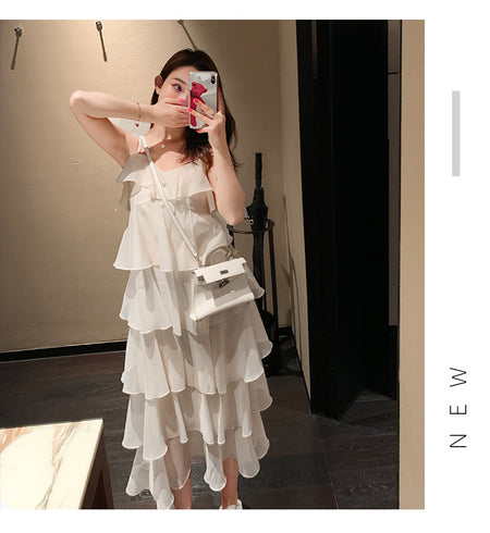 Women's Small Cake Long Suspender Dress - ANIBEY
