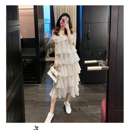 Women's Small Cake Long Suspender Dress - ANIBEY