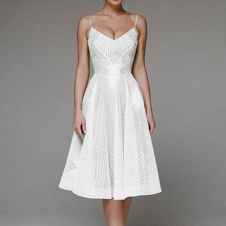 Women's Summer Sling Embroidered Sleeveless Dress - ANIBEY