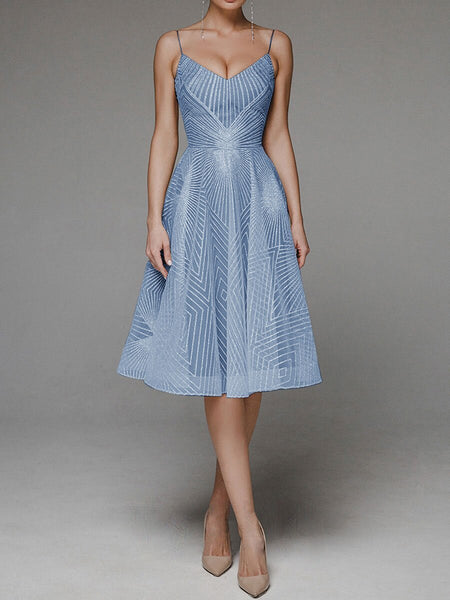 Women's Summer Sling Embroidered Sleeveless Dress - ANIBEY