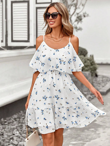 French Romantic Off-shoulder Waist Dress - ANIBEY