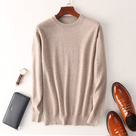 Men's Round Neck Slimming Pullover Wool Sweater - ANIBEY