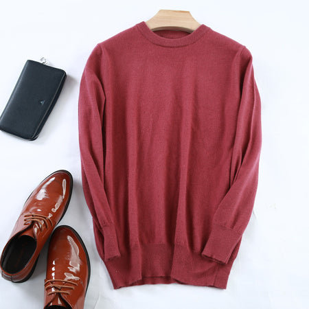 Men's Round Neck Slimming Pullover Wool Sweater - ANIBEY