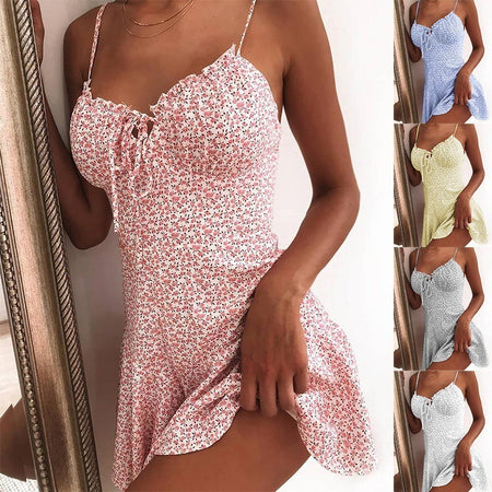 Floral Dress Mini Camisole Dress Women - ANIBEY
