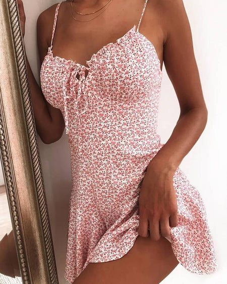 Floral Dress Mini Camisole Dress Women - ANIBEY