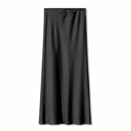High Quality Satin Dress High Waist Drawstring Lace-up Solid Skirt Women - ANIBEY