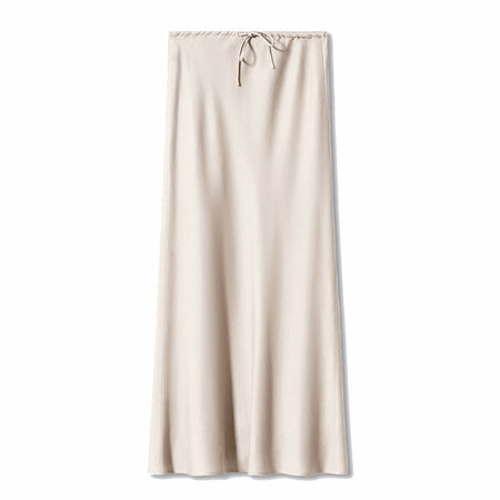 High Quality Satin Dress High Waist Drawstring Lace-up Solid Skirt Women - ANIBEY