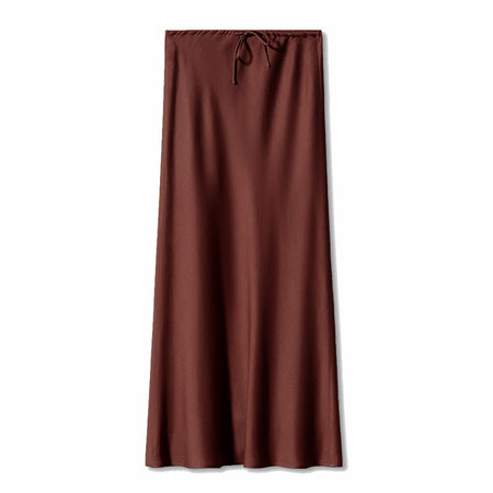 High Quality Satin Dress High Waist Drawstring Lace-up Solid Skirt Women - ANIBEY