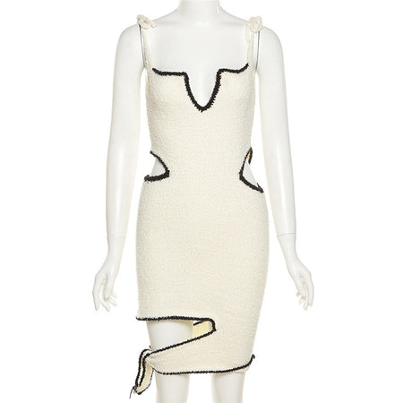 Sling Neck Hollow Hollow Hip Slim Dress - ANIBEY