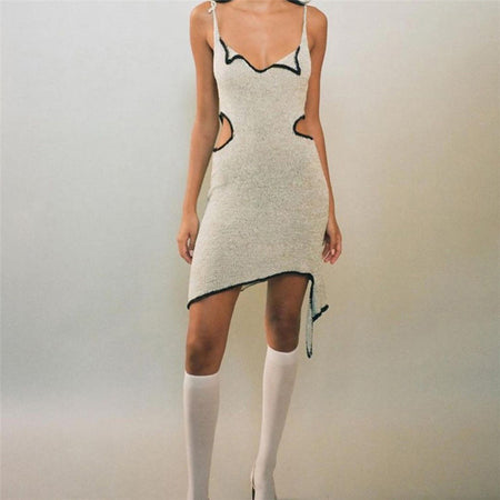 Sling Neck Hollow Hollow Hip Slim Dress - ANIBEY