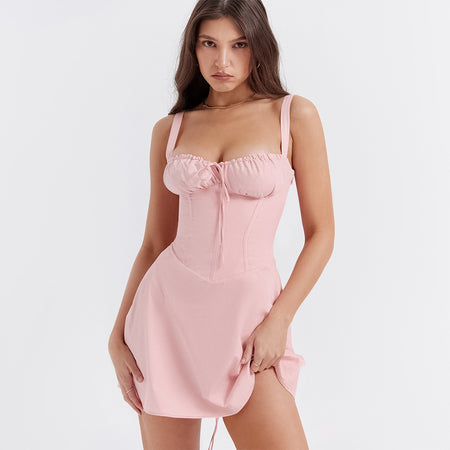 Women's Lace Up Slim Spice Girls Short Dress - ANIBEY