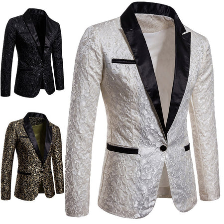 Jacquard Printed Formal Lapel Suit for Men - ANIBEY