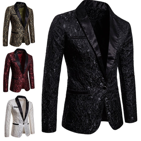 Jacquard Printed Formal Lapel Suit for Men - ANIBEY