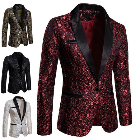 Jacquard Printed Formal Lapel Suit for Men - ANIBEY