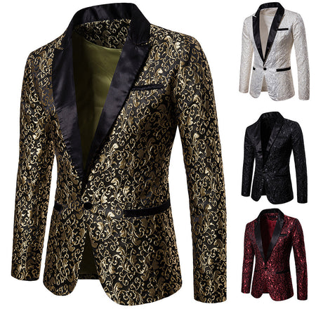 Jacquard Printed Formal Lapel Suit for Men - ANIBEY