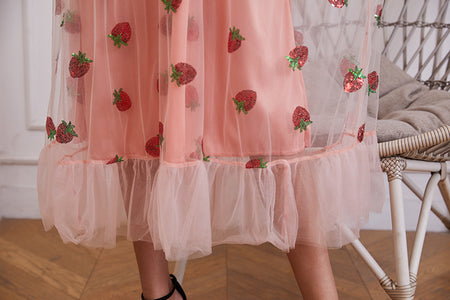 Sequin Embroidery Autumn And Winter Long-sleeved French Dress With Ruffles - ANIBEY