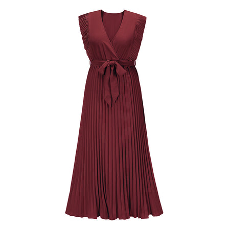 Temperament Beach Long Skirt Fashion Slim Sexy Lotus Leaf Sleeves - ANIBEY