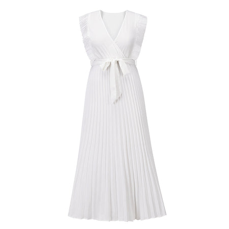 Temperament Beach Long Skirt Fashion Slim Sexy Lotus Leaf Sleeves - ANIBEY