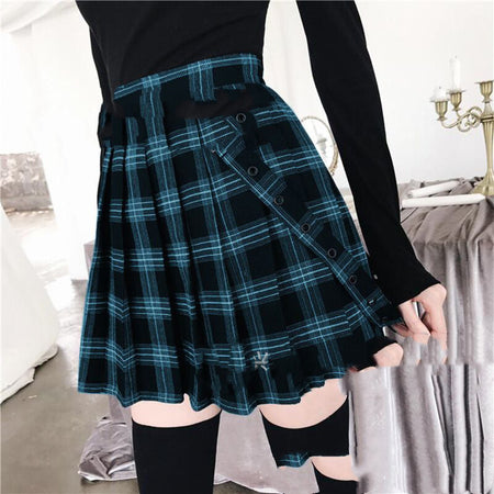 Elastic Skirt Printed Preppy Style Business Temperament Lady Plaid High Waist Skirt Dress - ANIBEY
