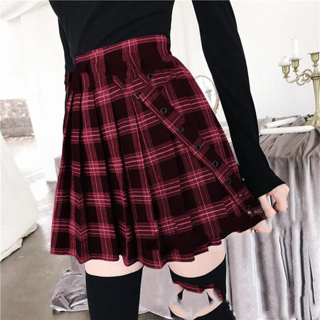 Elastic Skirt Printed Preppy Style Business Temperament Lady Plaid High Waist Skirt Dress - ANIBEY