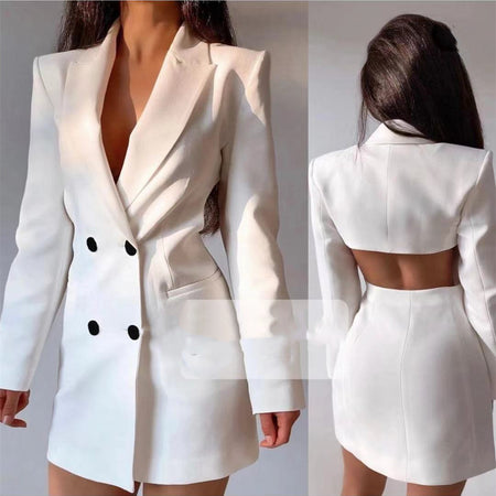 Commuter Backless Double Breasted Suit Skirt Wish - ANIBEY