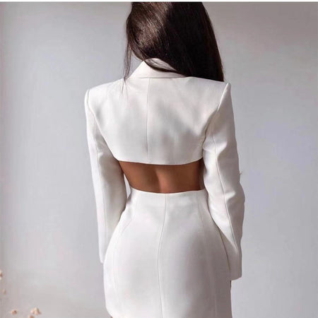 Commuter Backless Double Breasted Suit Skirt Wish - ANIBEY