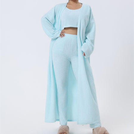 Cozy Three Pieces Lounge Set, Cute Loungewear Women Winter Dress - ANIBEY