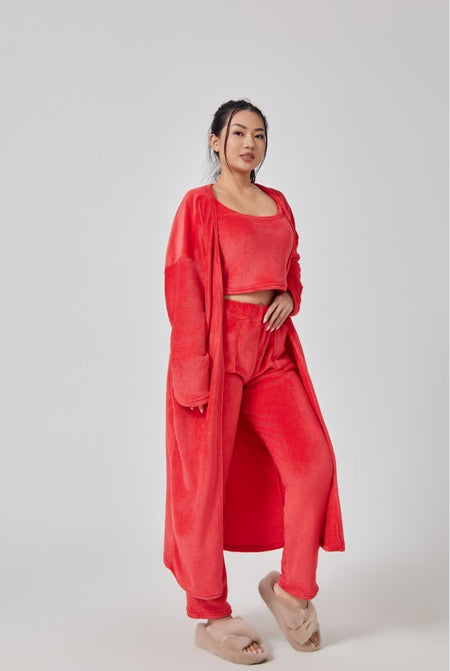 Cozy Three Pieces Lounge Set, Cute Loungewear Women Winter Dress - ANIBEY