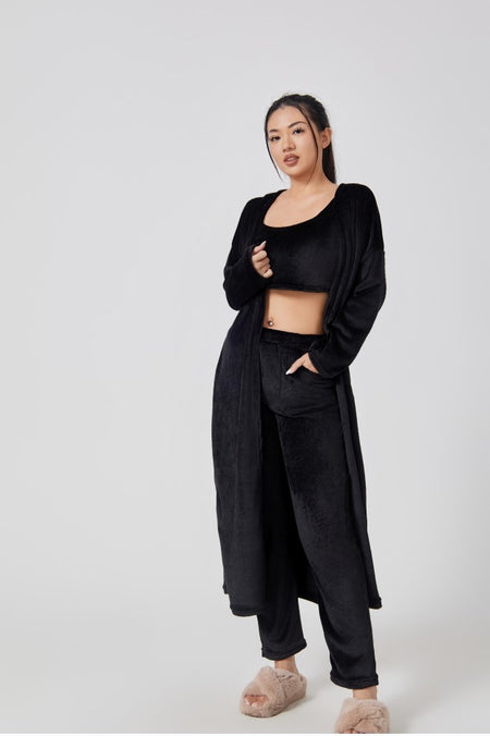 Cozy Three Pieces Lounge Set, Cute Loungewear Women Winter Dress - ANIBEY