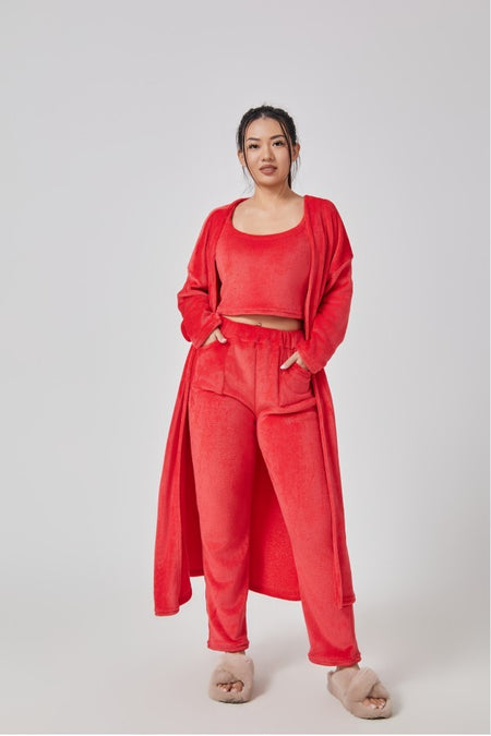 Cozy Three Pieces Lounge Set, Cute Loungewear Women Winter Dress - ANIBEY