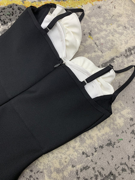 European And American Solid Color Flower Cutout Sleeveless Suspender Dress - ANIBEY