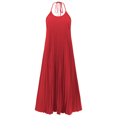 Fashion A-line Pleated Long Dress Casual Loose Styles Dresses For Womens - ANIBEY