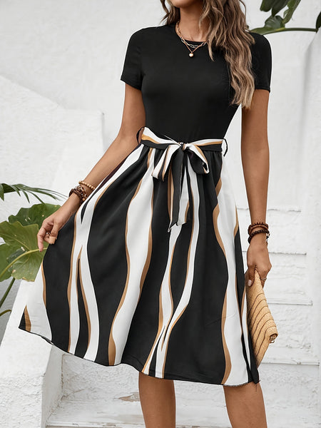 Fashion Business Casual Suit Multi-color Printed Strap Women's Temperament Dress - ANIBEY