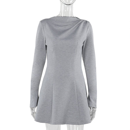 Fashion Slim-fitting Simple Long Sleeve Dress Women - ANIBEY