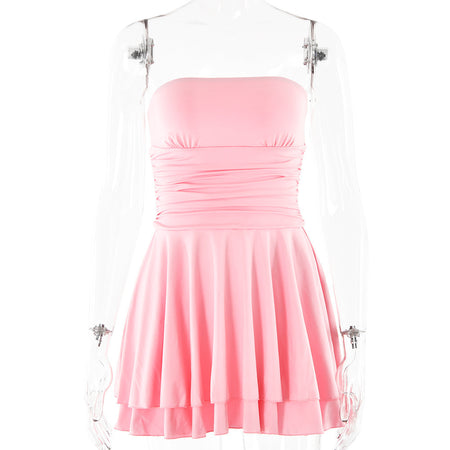 Off-neck Tube Top Backless High Waist Skirt - ANIBEY