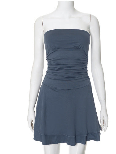 Off-neck Tube Top Backless High Waist Skirt - ANIBEY