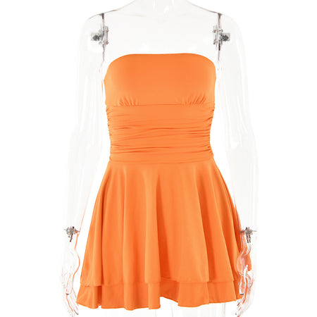 Off-neck Tube Top Backless High Waist Skirt - ANIBEY