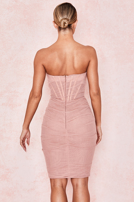 One-neck mesh gauze wrap dress - ANIBEY