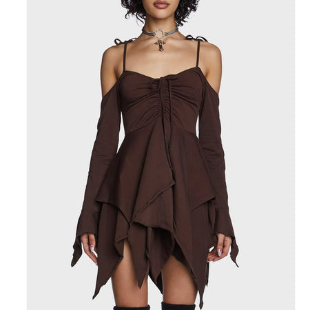 Pleating Halloween Performance Wear Irregular Spaghetti-strap Dress - ANIBEY