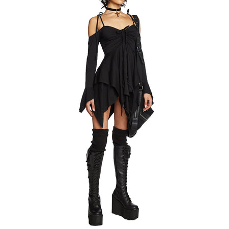 Pleating Halloween Performance Wear Irregular Spaghetti-strap Dress - ANIBEY